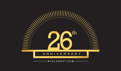 26th years golden anniversary logo celebration with firework elegant design for anniversary celebration.