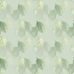 Watercolor seamless pattern with a green leaves. Suitable for fabrics, textiles, backgrounds, wallpapers
