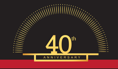 Naklejka premium 40th years golden anniversary logo celebration with firework elegant design for anniversary celebration.