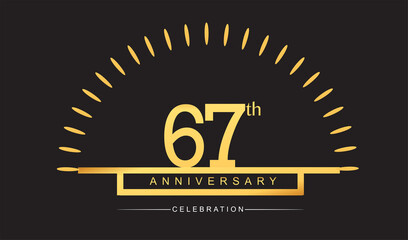 67th years golden anniversary logo celebration with firework elegant design for anniversary celebration.