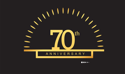 70th years golden anniversary logo celebration with firework elegant design for anniversary celebration.