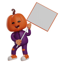 3D Halloween Scarecrow Cartoon Character a white flag