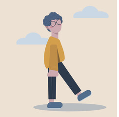 vector flat person with a cloud