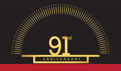 91st years golden anniversary logo celebration with firework elegant design for anniversary celebration.