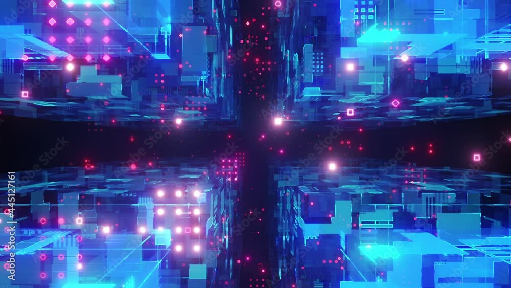 Leinwandbilder sci fi cube digital technology data block chain concept