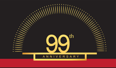 99th years golden anniversary logo celebration with firework elegant design for anniversary celebration.