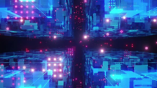 sci fi cube digital technology data block chain concept