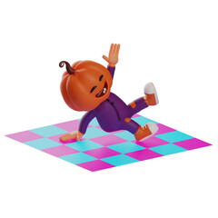 Halloween Scarecrow 3D Cartoon Illustration dancing on the floor