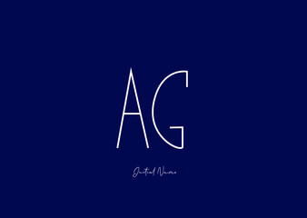 White stylish and elegant letter AG with dark blue background signature logo for company name or initial 