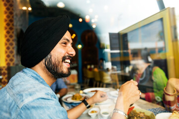 Indian Man Smiling Restaurant Concept