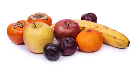 Set of different rotten fruits