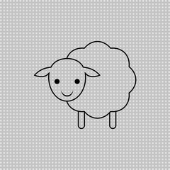 Baby sheep transparent icon. Vector drawing. Lamb linear outline illustration.