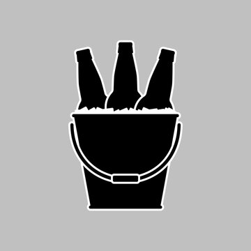 black beer bottles in ice bucket clip art preview