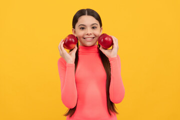 childhood health. natural organic fresh apple. healthy life. diet and kid beauty. dental care.