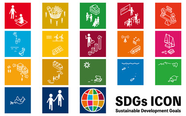 SDGs、17目標のピクトグラムアイコン