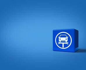 3d rendering, illustration of service fix car with wrench tool icon on block cubes on blue blackground, Business repair car service concept