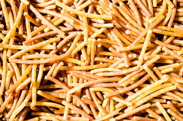 Close-up of cooked polyphosphate noodles