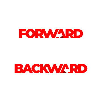 forward backward movement text negative space arrow