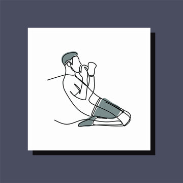 line art boxer kneeling, celebrating victory clip art preview