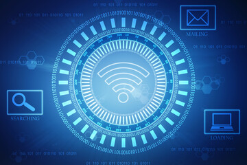 2d illustration WIFI symbol sign, WIFI Internet Network Connection Background, Wireless network connection background