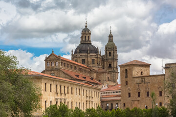 Fototapeta na wymiar View of a baroque iconic dome copula at the La Clerecia building, Pontifical university at Salamanca, Universidad Pontificia de Salamanca (UPSA) as background