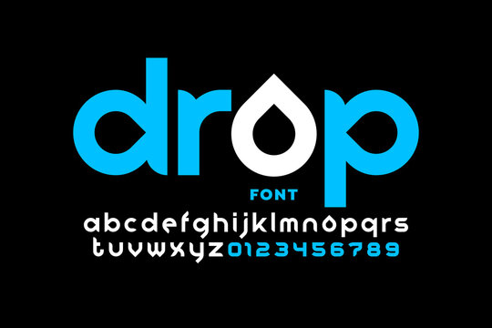 Drops style font design, lowercase alphabet letters and numbers vector illustration