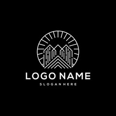 Obraz premium simple and modern line art and building logo design template