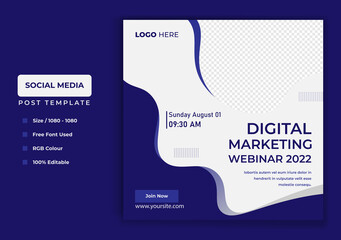 Modern Social media post template banner design. Digital marketing webinar vector template design.