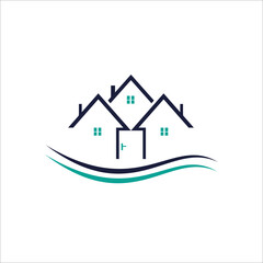 Modern House, Real Estate Logo icon.