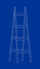 3d wire-frame model of ladder on blue background