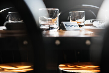 Reserved table at a restaurant