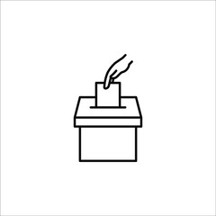 Hand voting ballot box sign vector icon. Election Vote concept.