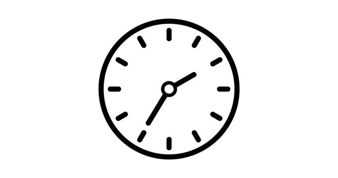 clock face animation video 4k. watch time arrows spinning turning.  24h hours