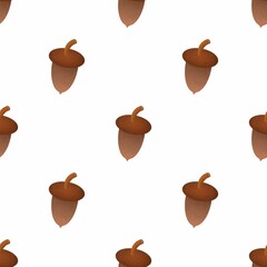 Raster acorns. Autumn elements isolated on white background. Pattern from autumn nuts elements.