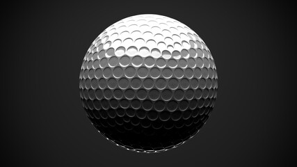 White golf ball isolated on gray background.
3d illustration for background.

