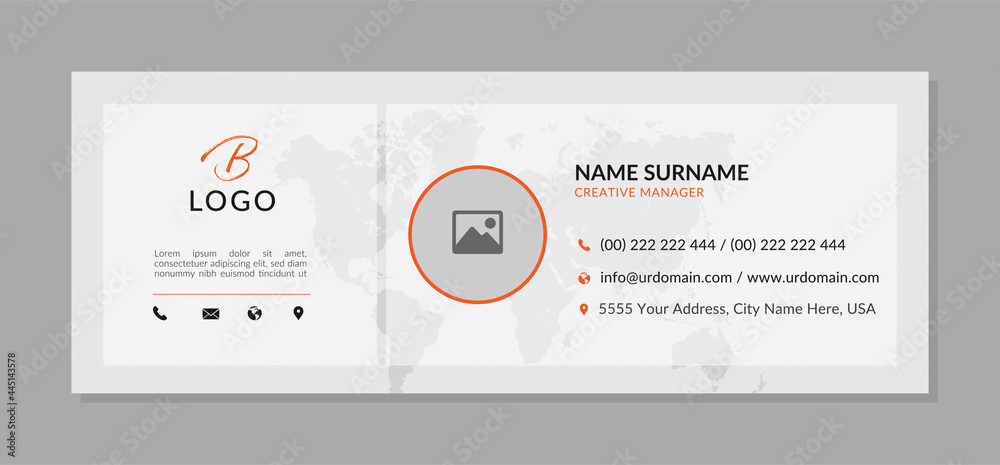 Canvas Prints modern email signature template with an author photo place minimalist layout