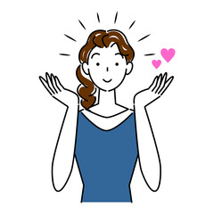 様々なヘアケア対策を施した結果に満足し喜んでいる笑顔の可愛い女性 イラスト シンプル ベクター