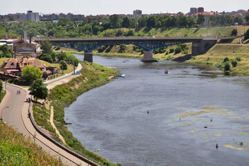 Naklejka premium Neman river in Grodno. Belarus