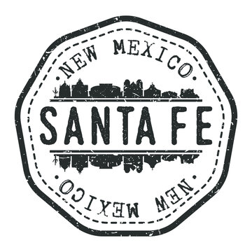 Santa Fe, NM, USA Stamp Skyline Postmark. Silhouette Postal Passport. City Round Vector Icon. Vintage Postage Design.