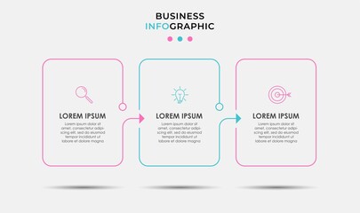 Vector Infographic design illustration business template with icons and 3 options or steps. Can be used for process diagram, presentations, workflow layout, banner, flow chart, info graph