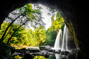 Haew Suwat Waterfall in Khao Yai National Park in Nakhon Ratchasima, Thailand