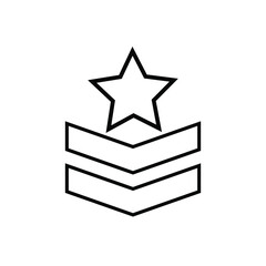 military rank badge icon with star in trendy flat style.