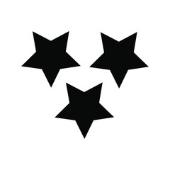 Vector illustration of three black stars icon for military awards and rankings.