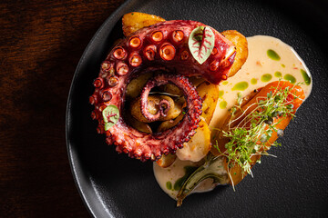 octopus with vegetables and sauce © Maksim Shebeko