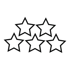Vector illustration of five black stars icon for military awards and rankings.