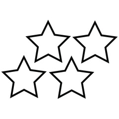 Vector illustration of four black stars icon for military awards and rankings.