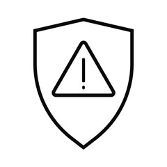 protector icon. Shield with exclamation mark in center of Protection icon concept.