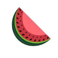 Slice of watermelon in vector. Healthy food. Sweet watermelon. Tropical fruits.