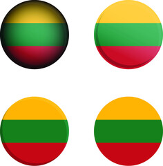 Round Country Flag in different styles disc badge vector illustration Lithuania