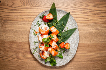 gourmet sushi set in the restaurant